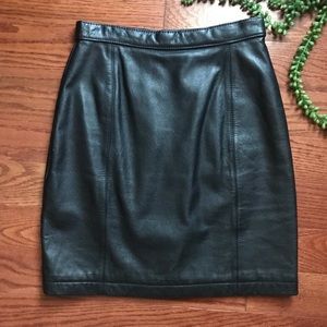 100% leather knee length skirt